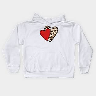 Leopard Heart Cute Valentine Heart Kids Hoodie